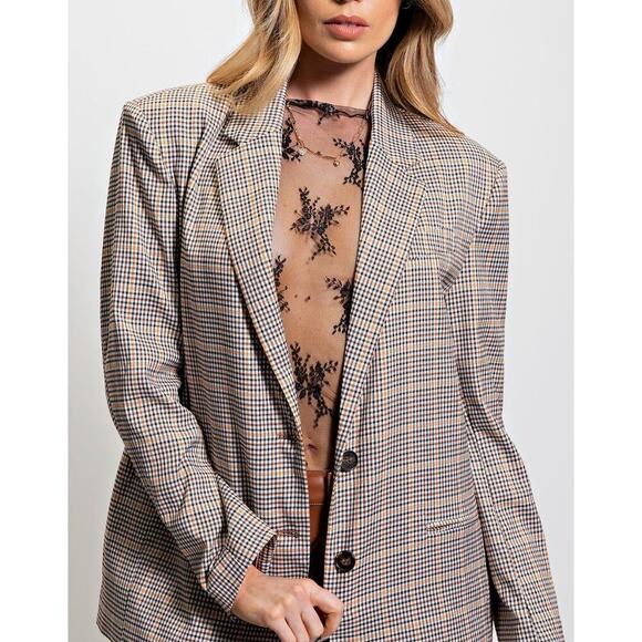 easel Jackets & Blazers - New with Tags Easel Fran Plaid Oversized Blazer SZ S